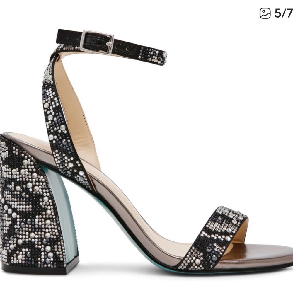 Betsey Johnson Black and Silver Embellished Heels NWT